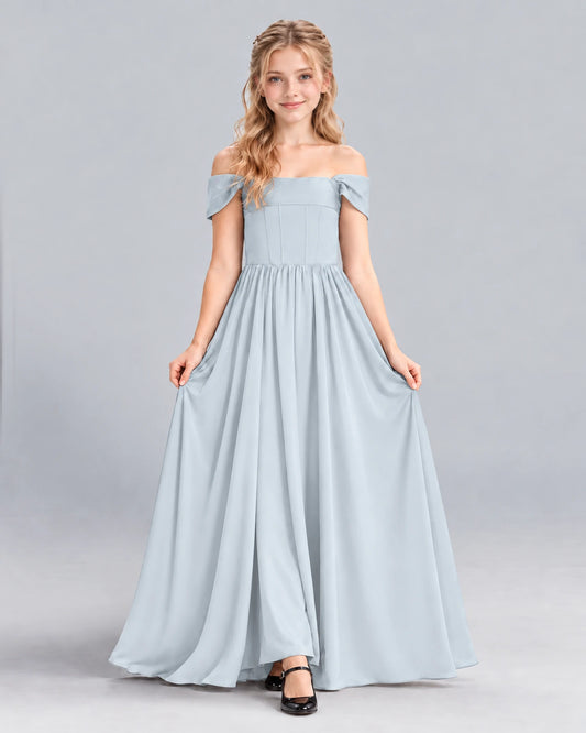 Mist A-line Junior Bridesmaid Dress Front