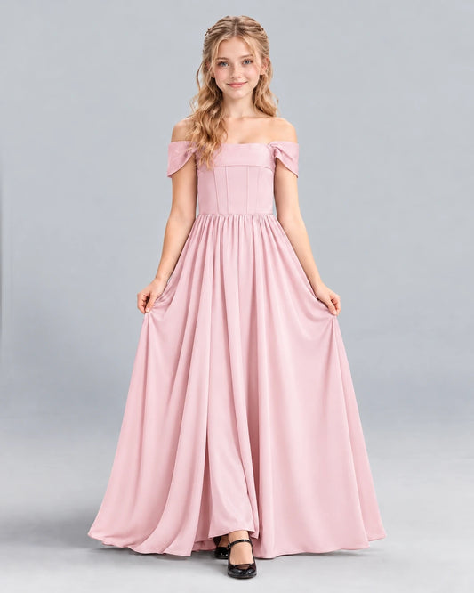 Pink A-line Junior Bridesmaid Dress Front