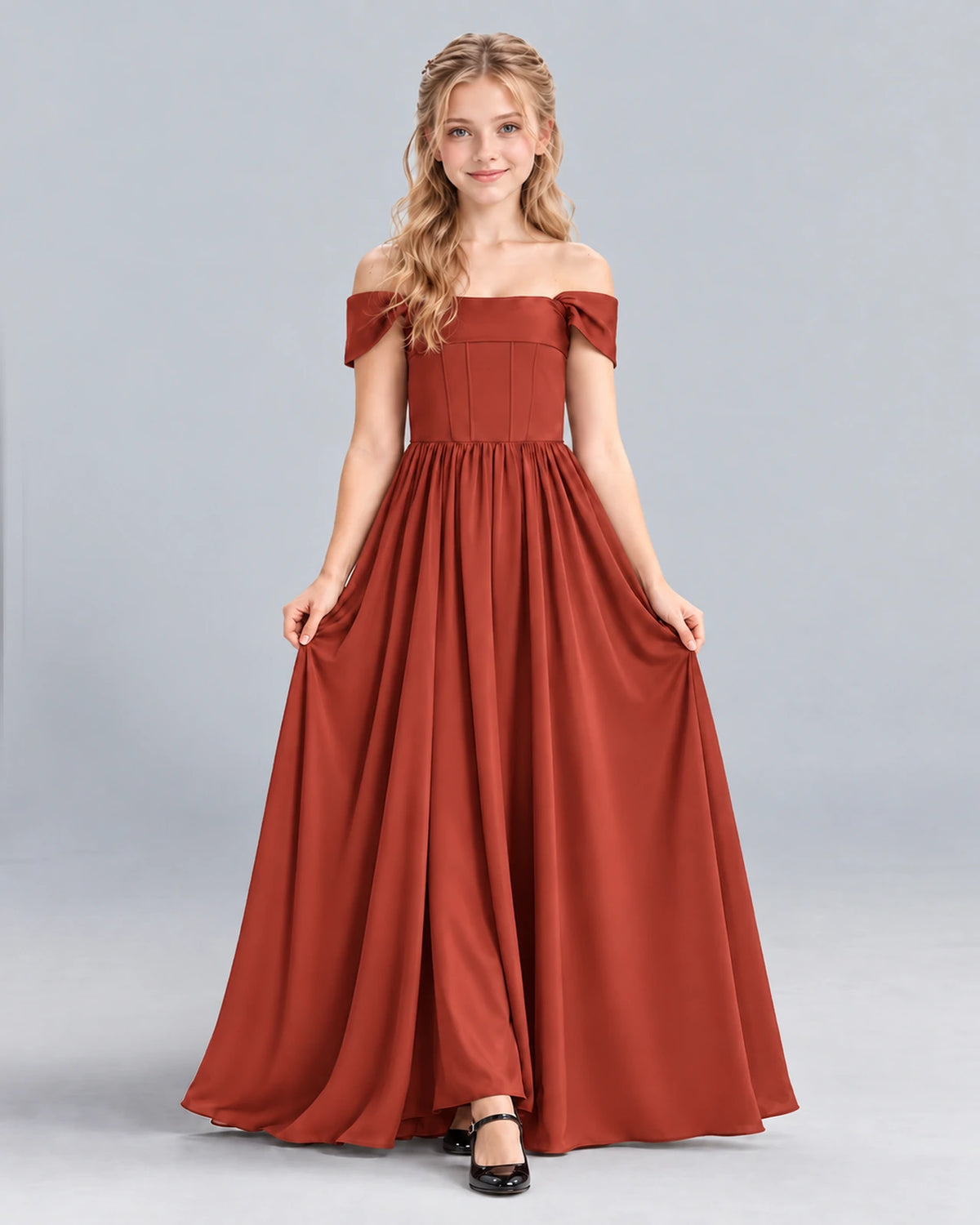 Vermilion A-line Junior Bridesmaid Dress Front