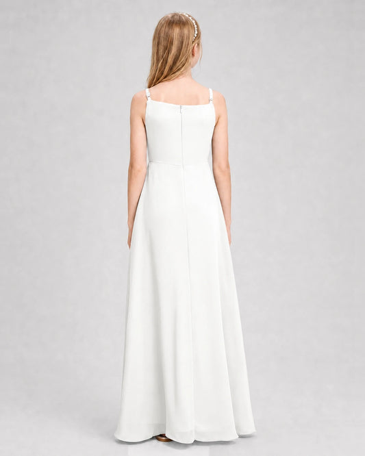 Ivory Chiffon A-line Junior Bridesmaid Dresses Back View