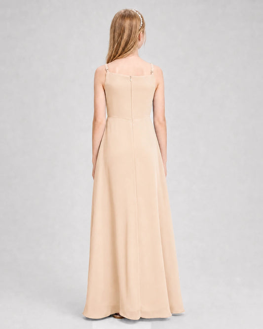 Peach Chiffon A-line Junior Bridesmaid Dresses Back View