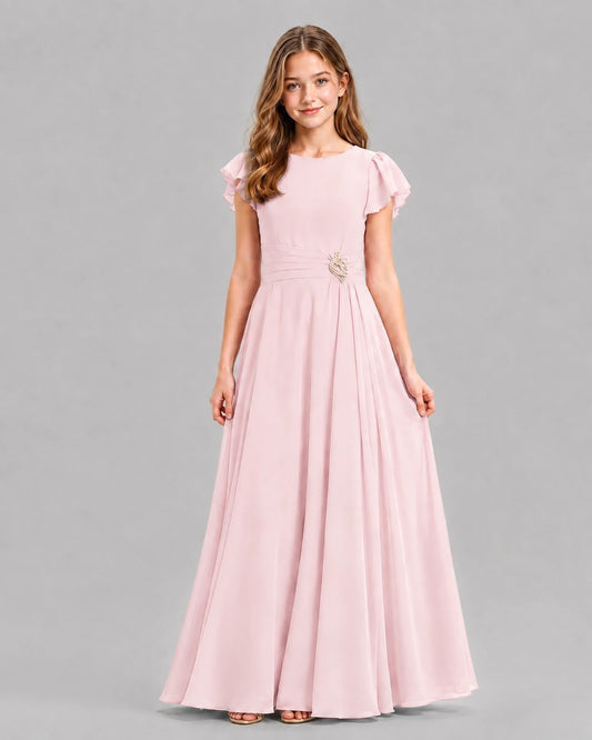 Pink A-line Junior Bridesmaid Dresses Front