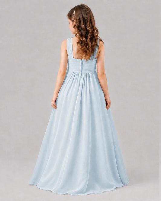Mist A-line Junior Bridesmaid Dresses Back