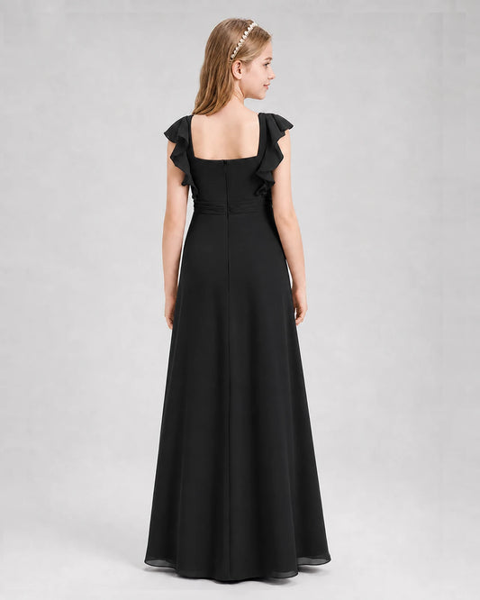 Black A-line Junior Bridesmaid Dresses Back