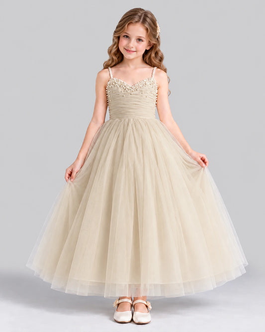Champagne Ball Gown Girls Formal Dress Front