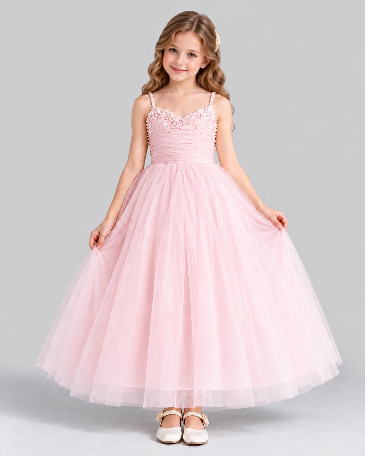 Pink Ball Gown Girls Formal Dress Front