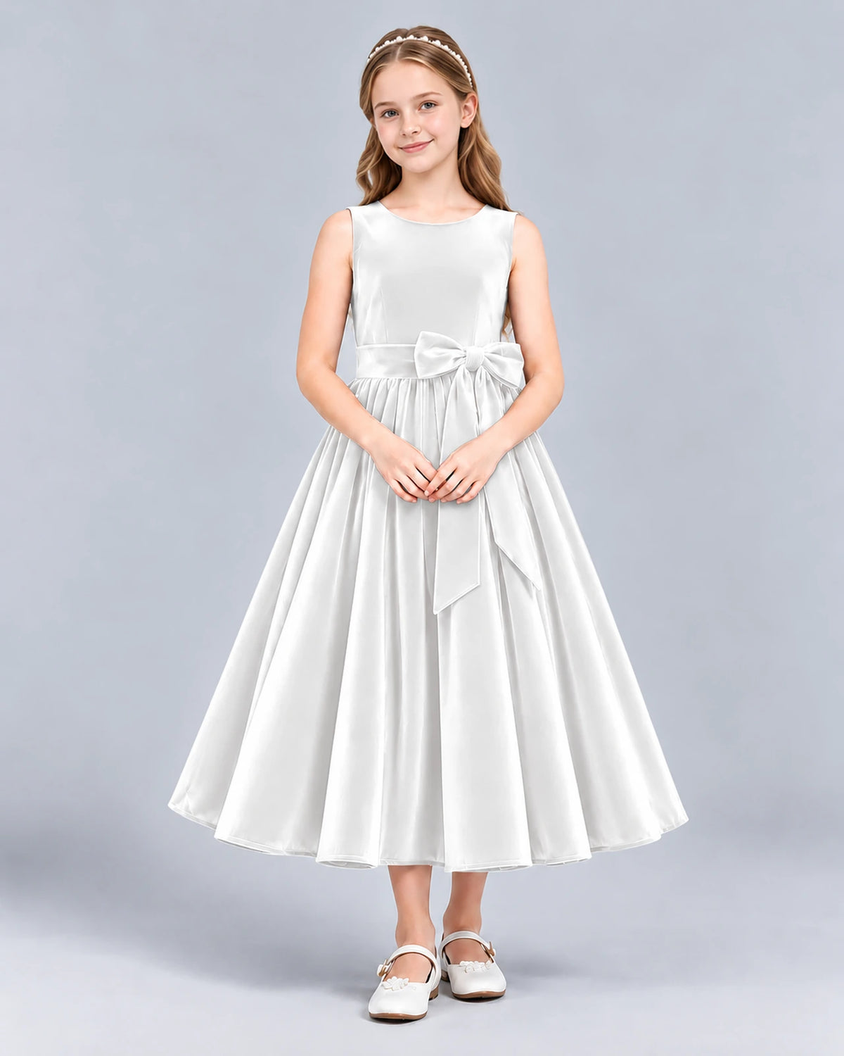 White Ball Gown Girls Formal Dress Front