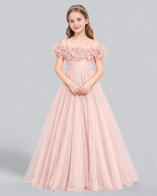 Blush Pink Ball Gown Girls Formal Dress Front