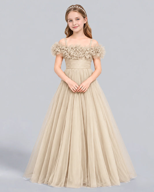 Champagne Ball Gown Girls Formal Dress Front