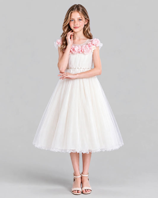 Ivory A-line Girls Formal Dress Front