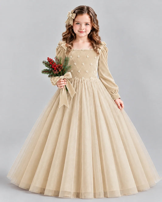 Champagne Ball Gown Girls Formal Dress Front