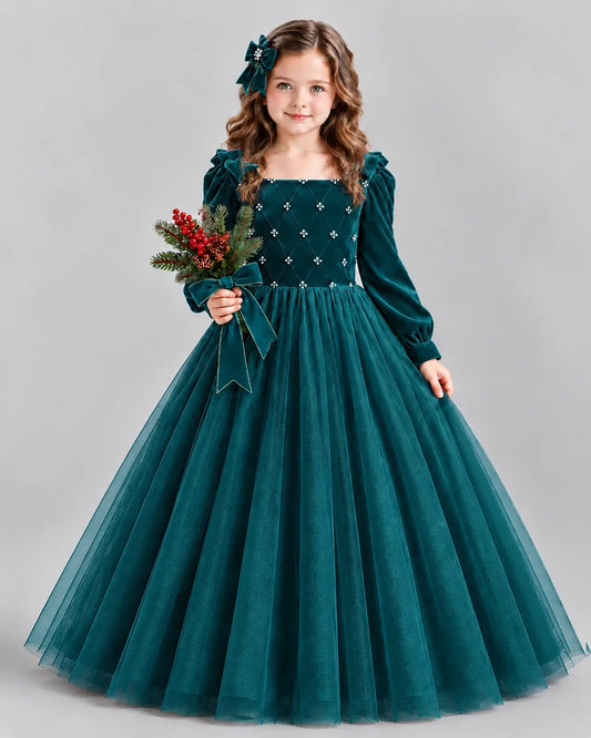 Peacock Ball Gown Girls Formal Dress Front