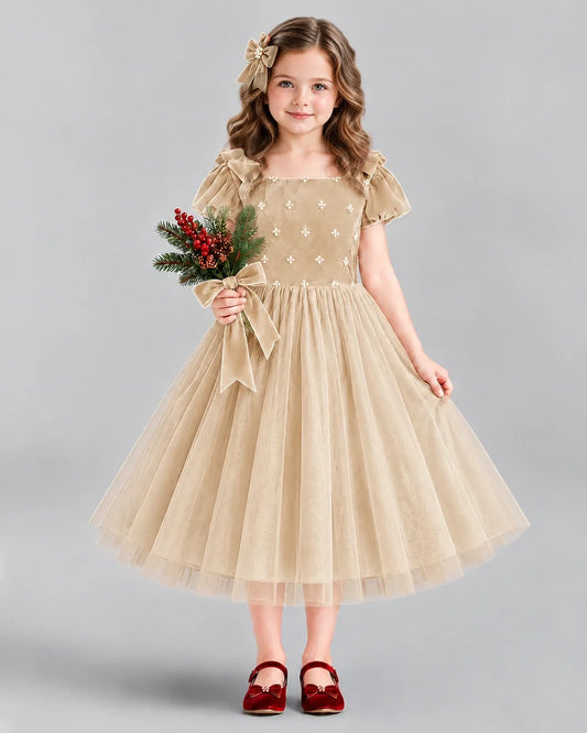 Champagne Ball Gown Girls Formal Dress Front