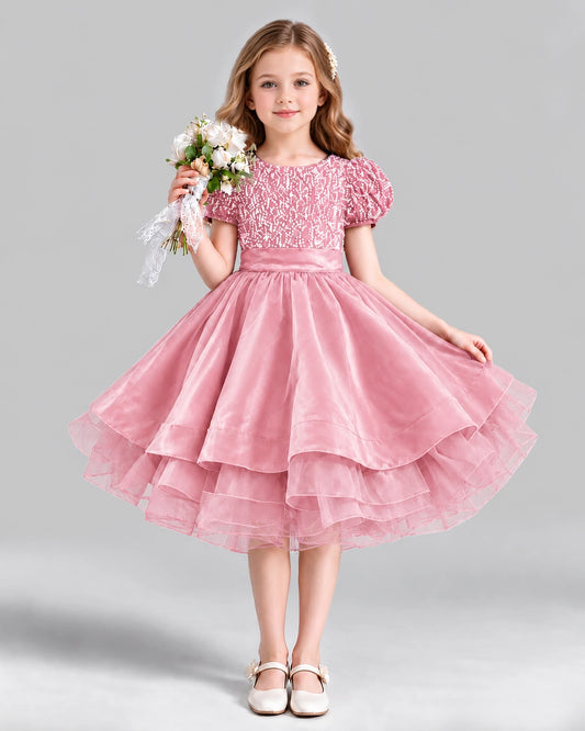 Pink Ball Gown Girls Formal Dress Front