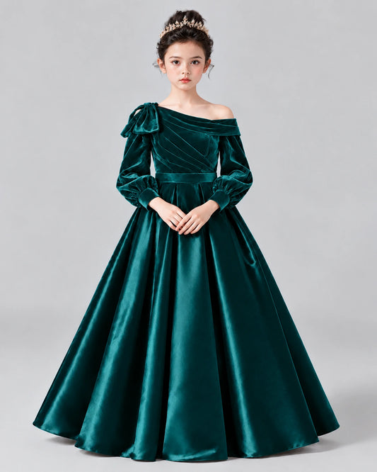 Peacock Ball Gown Girls Formal Dress Front