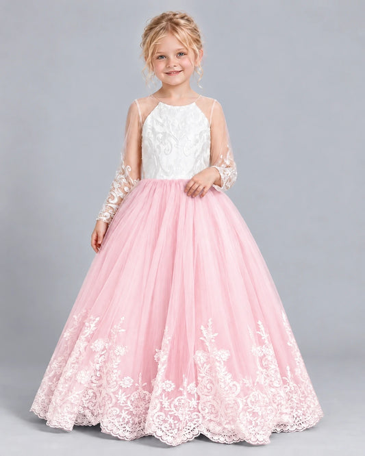 Pink Ball Gown Girls Formal Dress Front