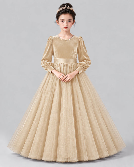 Champagne Ball Gown Girls Formal Dress Front