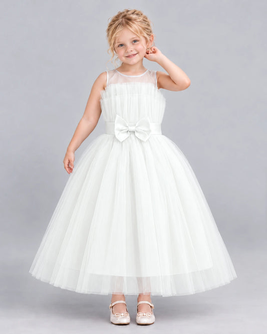 Ivory Ball Gown Girls Formal Dress Front