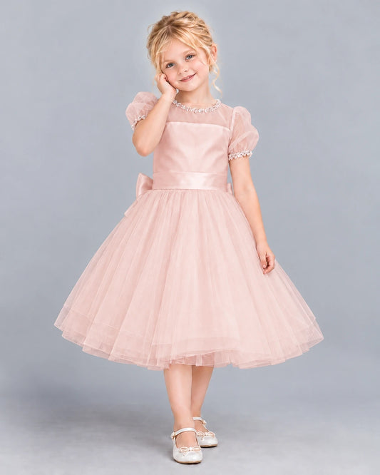 Blush Pink Ball Gown Girls Formal Dress Front