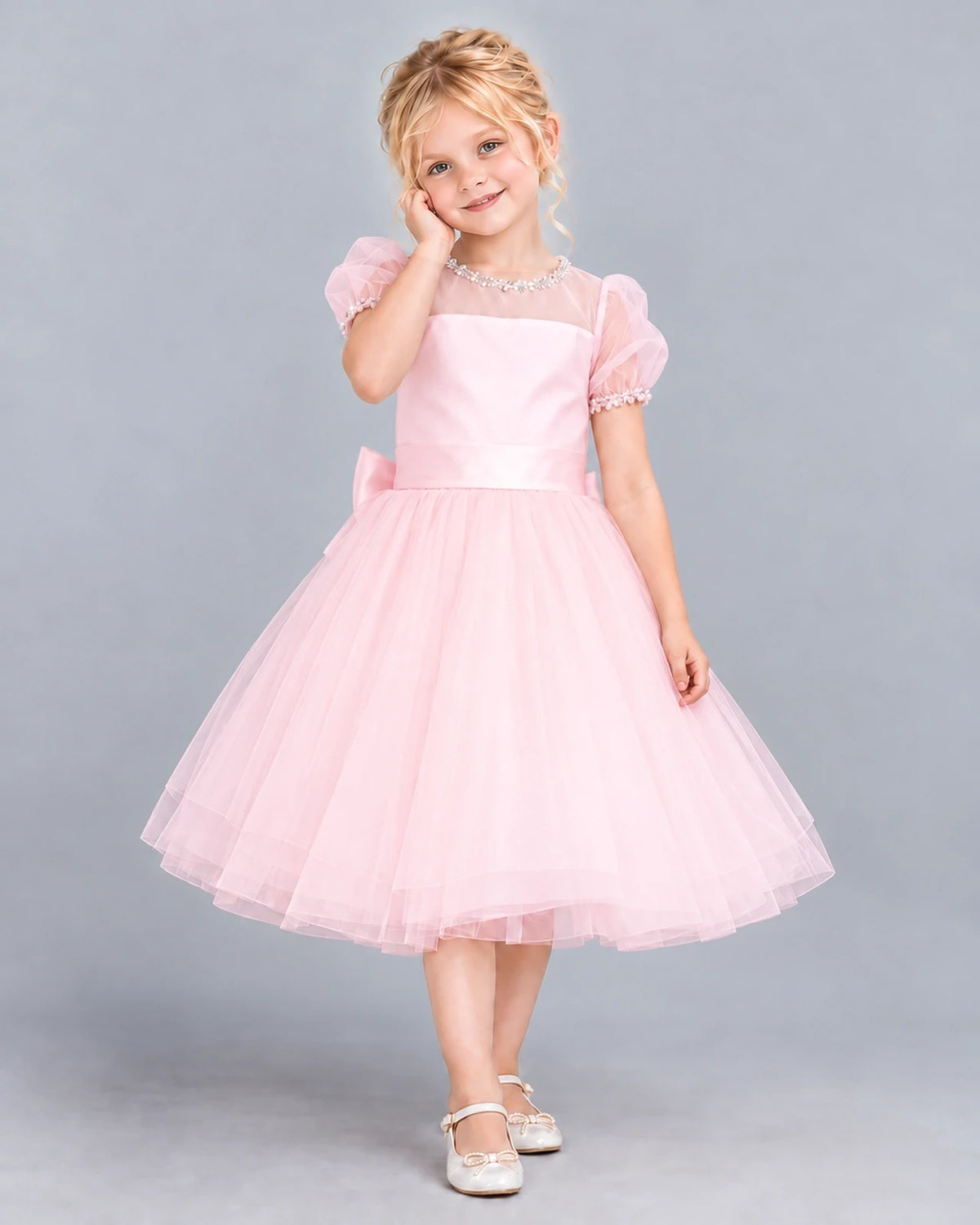 Pink Ball Gown Girls Formal Dress Front