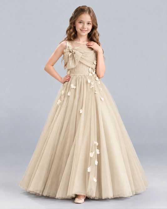Champagne Ball Gown Girls Formal Dress Front
