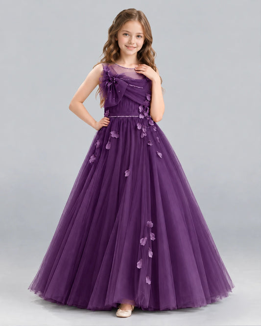 Grape Ball Gown Girls Formal Dress Front