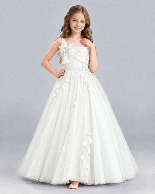 Ivory Ball Gown Girls Formal Dress Front