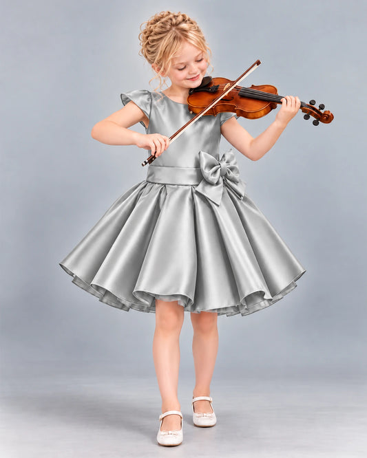Silver Ball Gown Girls Formal Dress Front