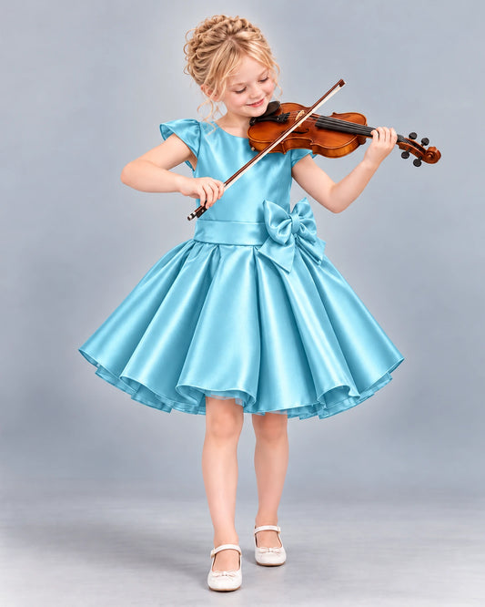 Sky Blue Ball Gown Girls Formal Dress Front