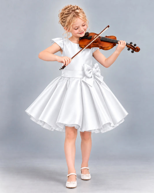 White Ball Gown Girls Formal Dress Front