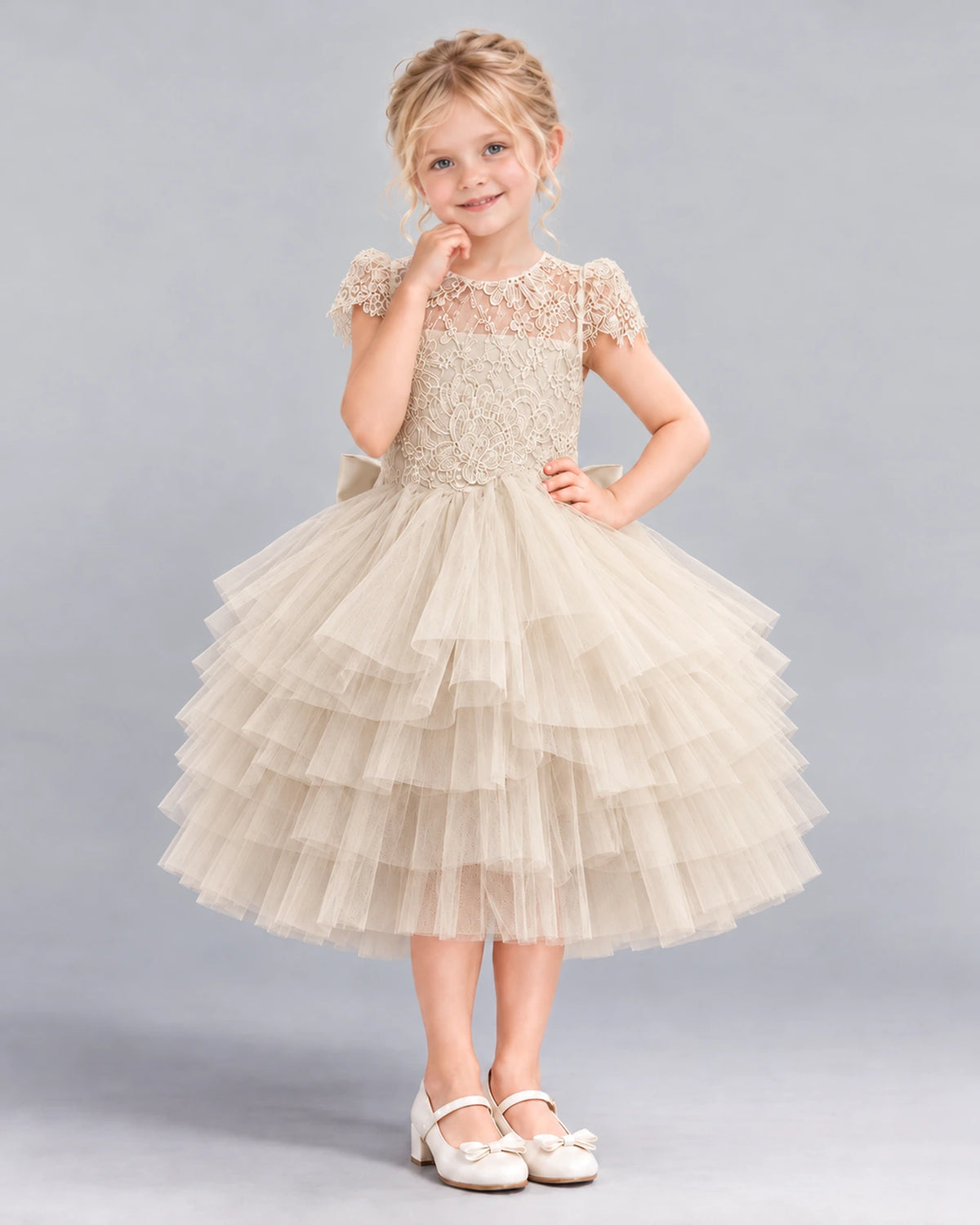 Champagne Ball Gown Flower Girl Dress Front