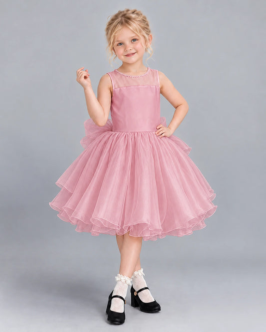 Dusty Rose Ball Gown Girls Formal Dress Front