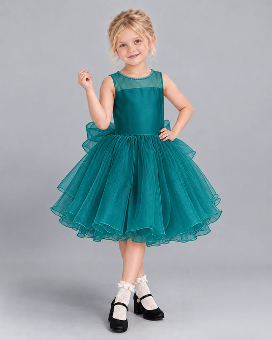 Teal Ball Gown Girls Formal Dress Front