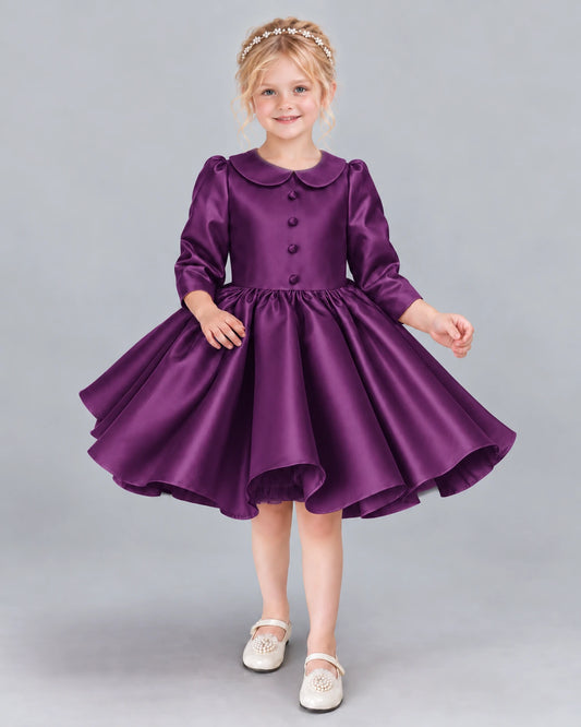 Grape A-line Girls Formal Dress Front
