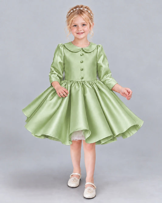 Sage Green A-line Girls Formal Dress Front