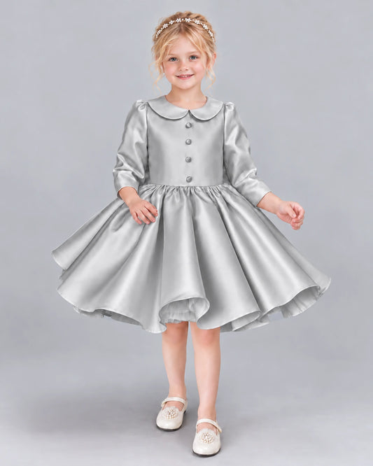 Silver A-line Girls Formal Dress Front