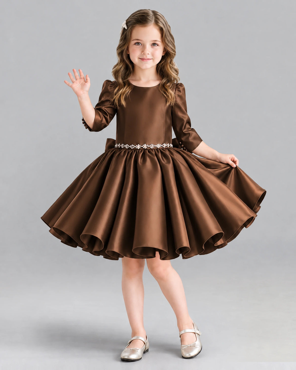 Chocolate Ball Gown Girls Formal Dress Front