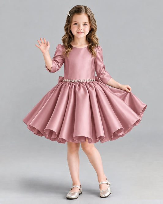 Dusty Rose Ball Gown Girls Formal Dress Front