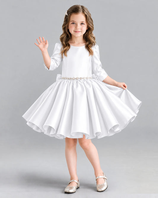 White Ball Gown Girls Formal Dress Front