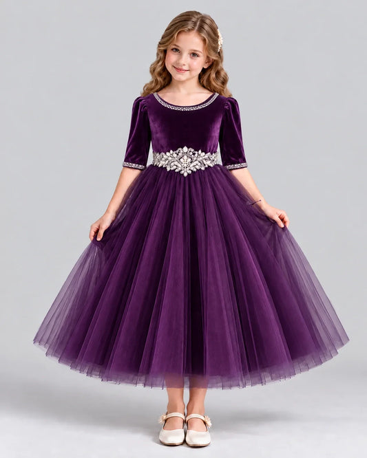 Purple Ball Gown Girls Formal Dress Front