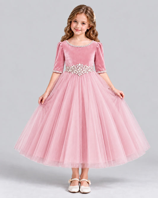 Pink Ball Gown Girls Formal Dress Front