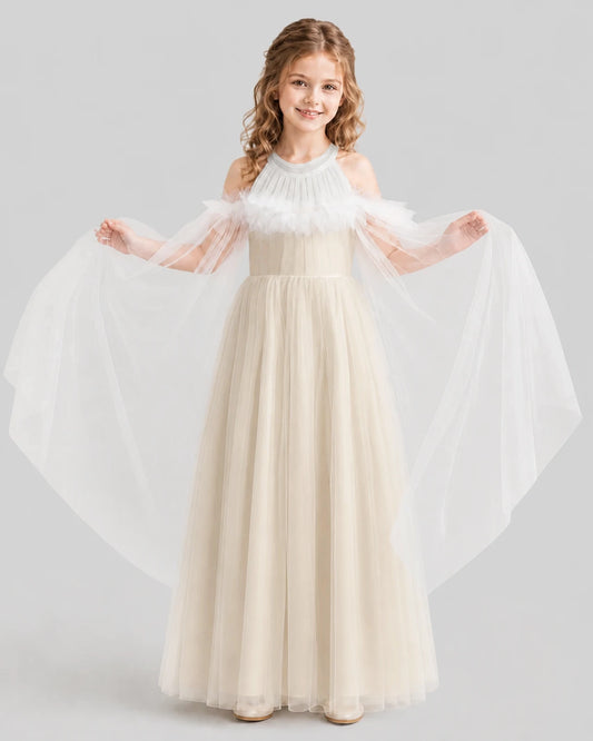 Champagne A-line Girls Formal Dresses Front