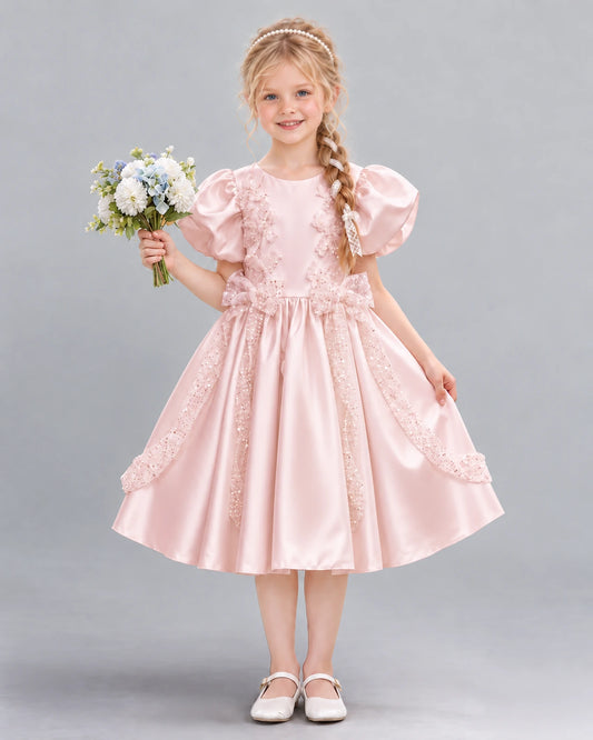 Blush Pink A-line Girls Formal Dress Front