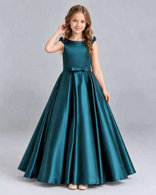 Teal Ball Gown Girls Formal Dress Front