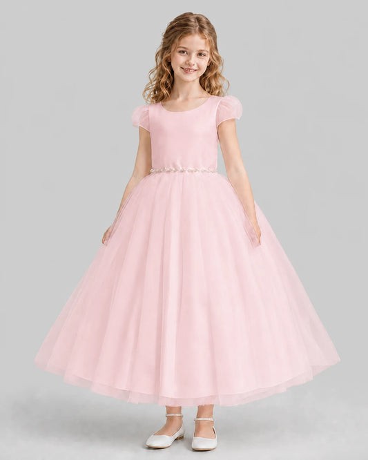 Pink A-line Flower Girl Dresses Front
