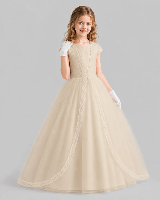Champagne Ball Gown First Communion Dresses Pose