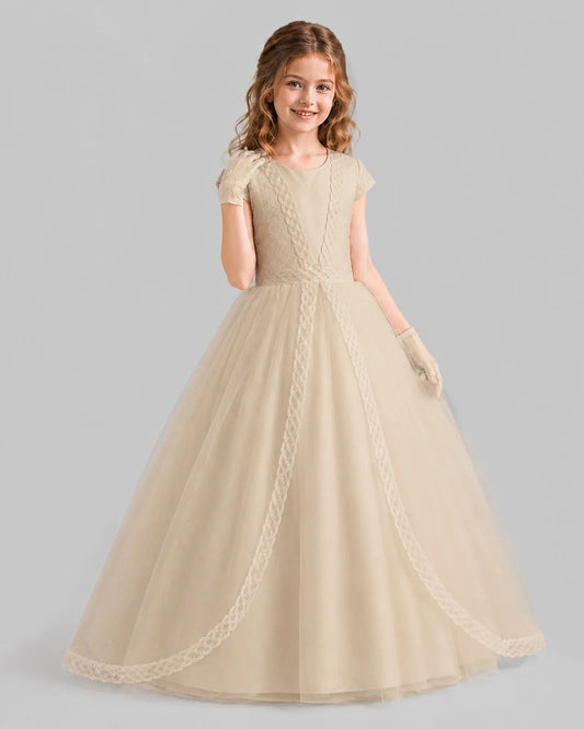 Champagne Ball Gown First Communion Dresses Pose
