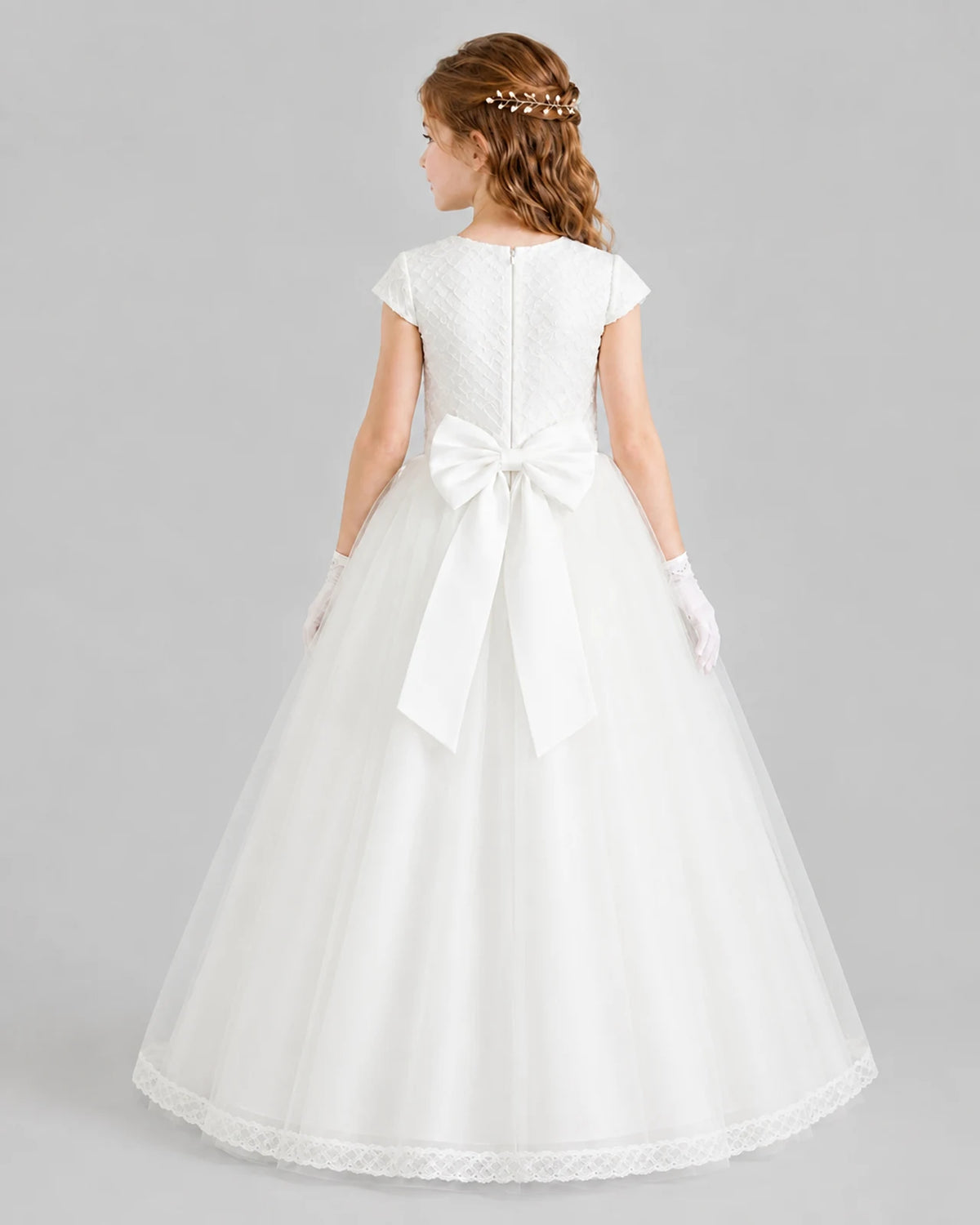 Ivory Ball Gown First Communion Dresses Back