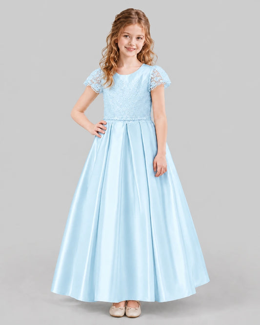 Baby Blue A-line Junior Bridesmaid Dresses Front