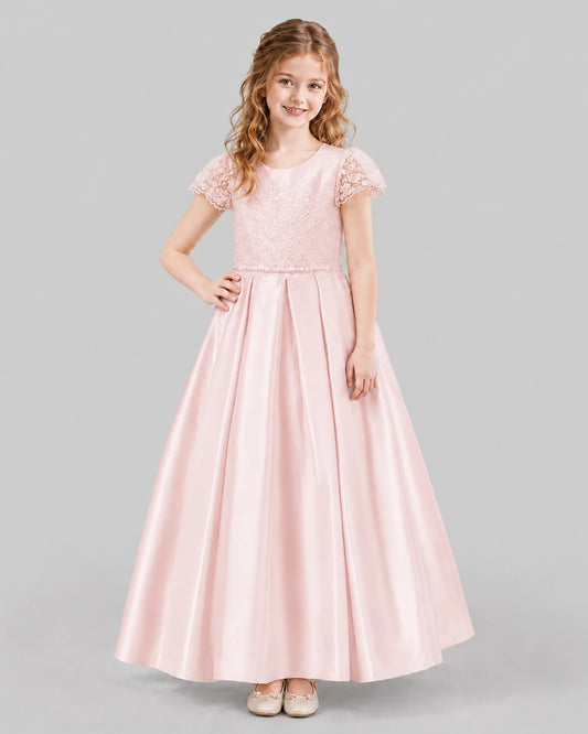 Blush Pink A-line Junior Bridesmaid Dresses Front